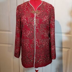 Leslie Fay Decorative Maroon Jacket